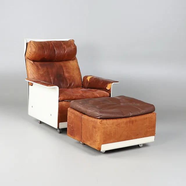 DIETER RAMS. Vitsoe, Sessel und Hocker, Sesselprogramm '620', Modell 'RZ 62', Kunststoff, Leder, Entwurf 1962 (2).