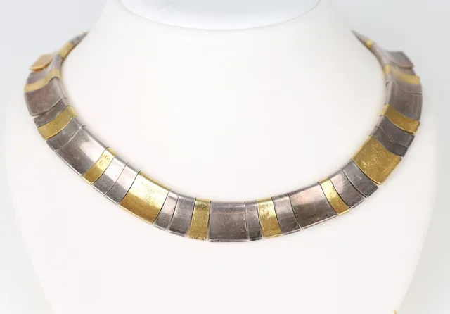 Bent Gabrielsen for Hans Hansen: Neck necklace of partially gold-plated sterling silver