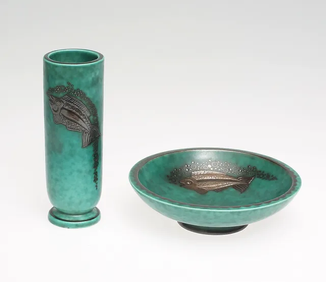 WILHELM KÅGE. Argenta, Gustavsberg, silverinlägg.