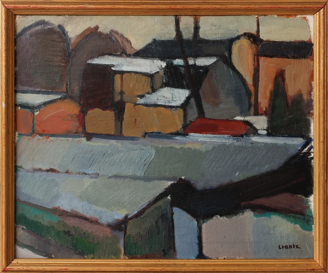 BENGT CRANTZ. Stadsbild, olja på duk, signerad. — Paintings — Göteborgs Auktionsverk