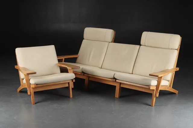 Hans J. Wegner. Lounge group, modular sofa, Model GE-375, oak (4)