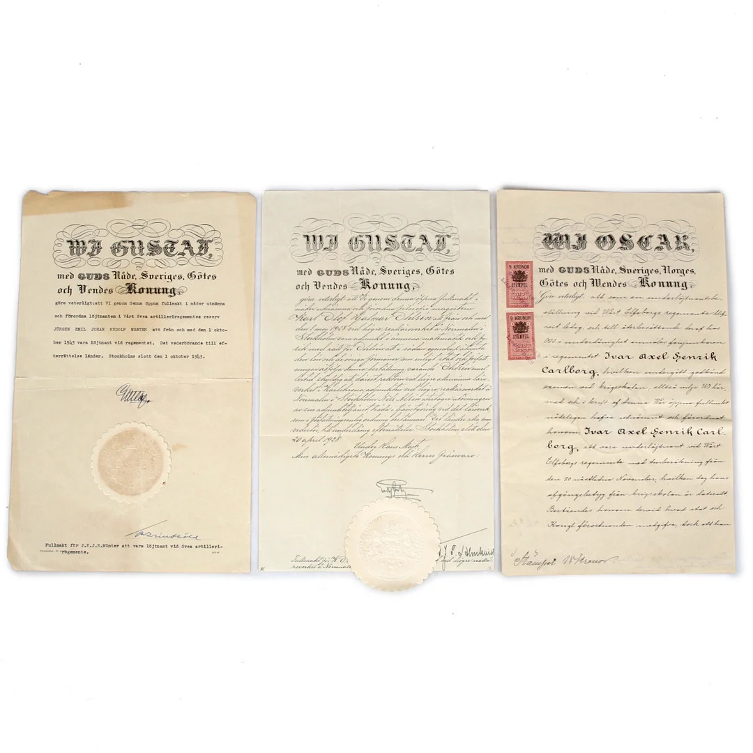 KUNGABREV, 3 st, bl,a. Oscar II. — Autographs & Manuscripts — Stadsauktion Sundsvall