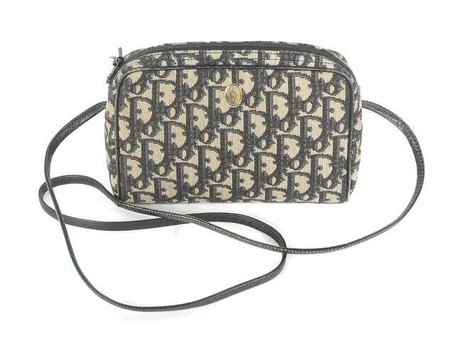 VÄSKA, CHRISTIAN DIOR, vintage, svart, beige, svart läder, 20x13x3 cm, axelrem.