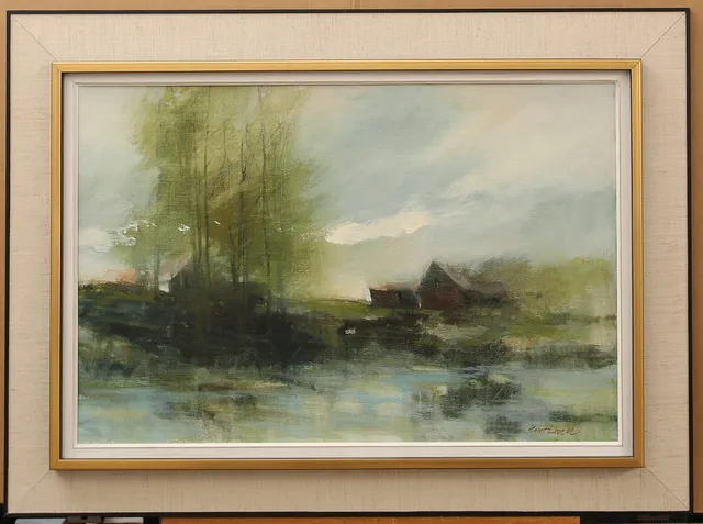 KURT LOSELL. Olja på duk, skogsgård, signerad.