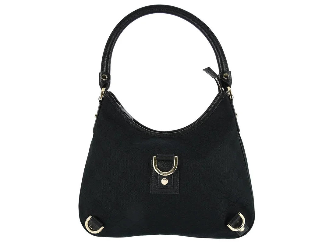 VÄSKA, GUCCI, GG, monogram, svart tyg, svarta läderdetaljer, 29x23x5cm, dustbag. — Accessoarer/Väskor — Kaplans