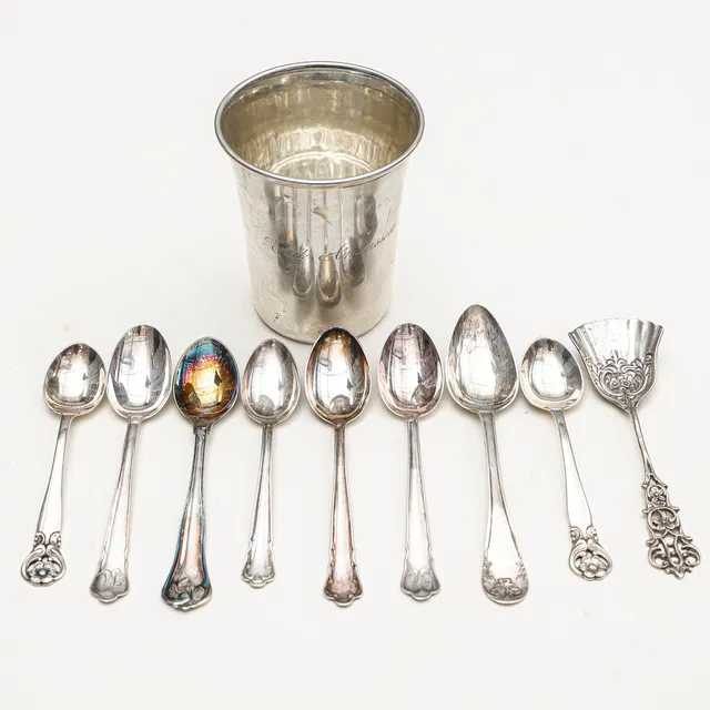 POKAL & SKEDAR, 10 delar, silver, totalvikt ca 193,5 gram.