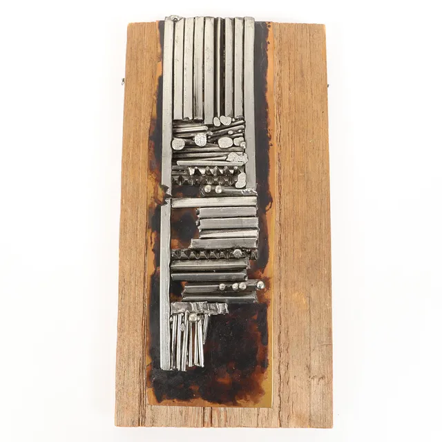ÅKE LAGERBORG. Väggskulptur, "Utveckling", metall på träplatta, signerad, 1964.