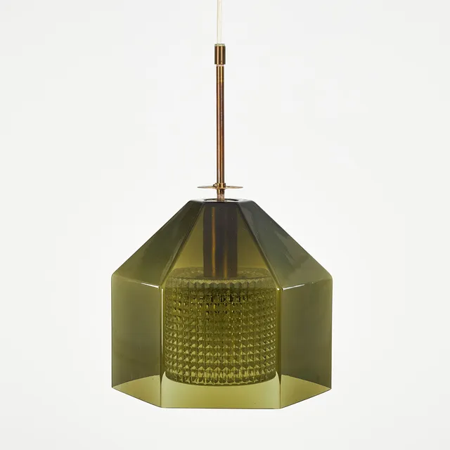 CARL FAGERLUND. taklampa, Orrefors, skärmar av glas, 1960/70-tal.