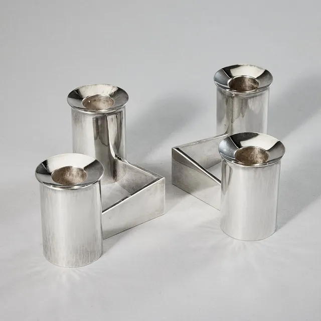 CLAES GIERTTA. A pair of Swedish 20th century silver candelabra, mark of Claes Giertta, Stockholm 1966-1967.