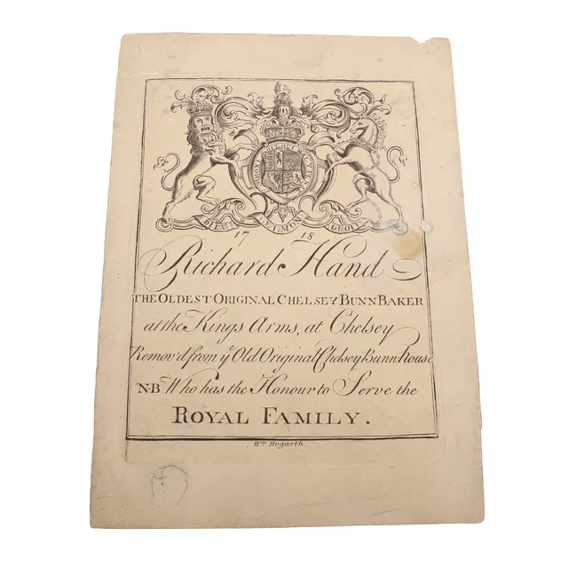 WILLIAM HOGARTH. Ephemera. Trade Card of Richard Hand, c. 1718.