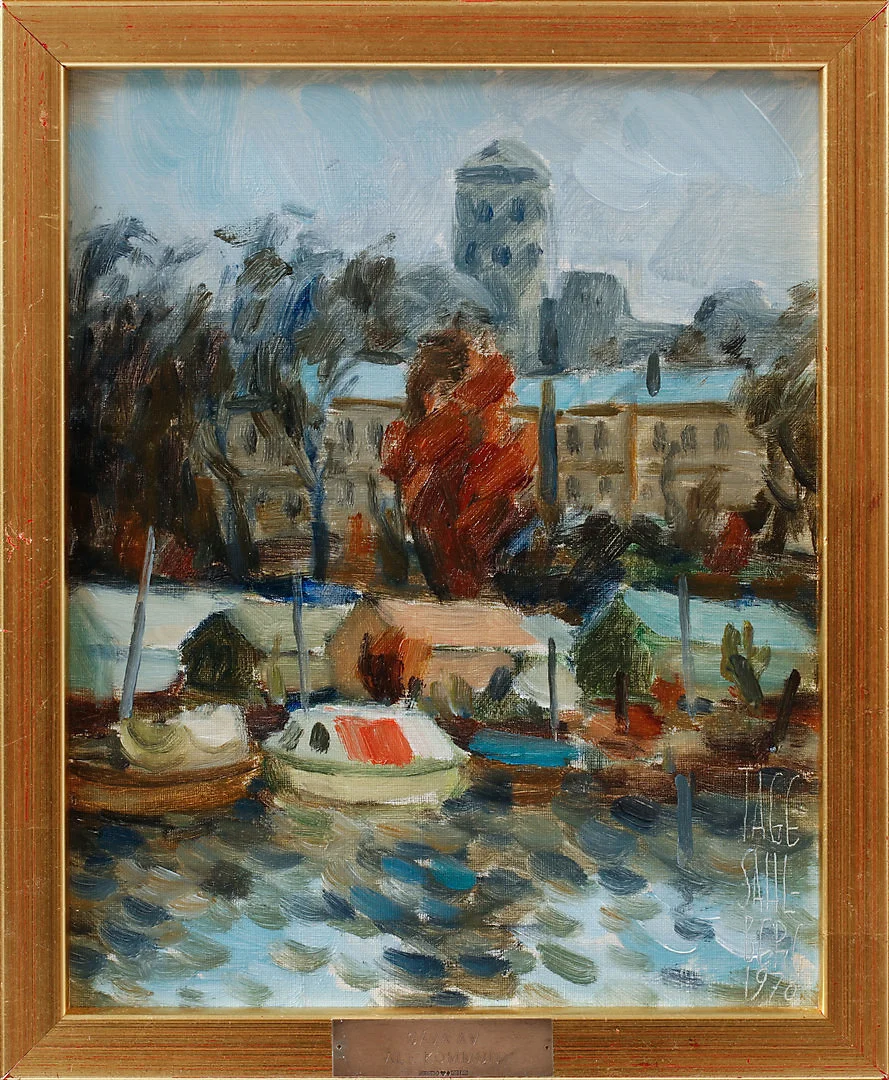 TAGE SAHLBERG. "Bohus fästning", olja på pannå, signerad. — Paintings — Göteborgs Auktionsverk