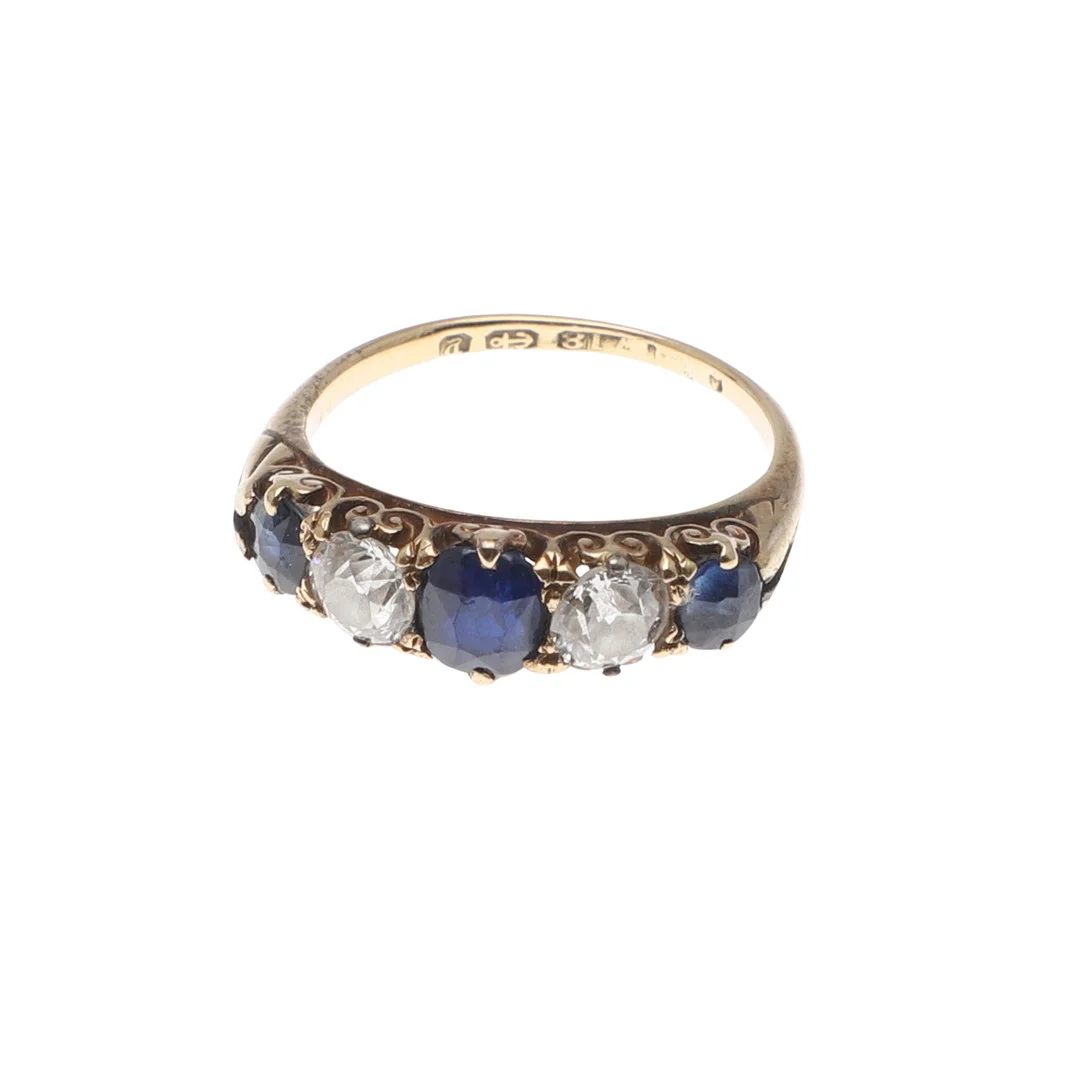 A SAPPHIRE AND DIAMOND FIVE STONE RING. — Rings — Lawrences Auctioneers