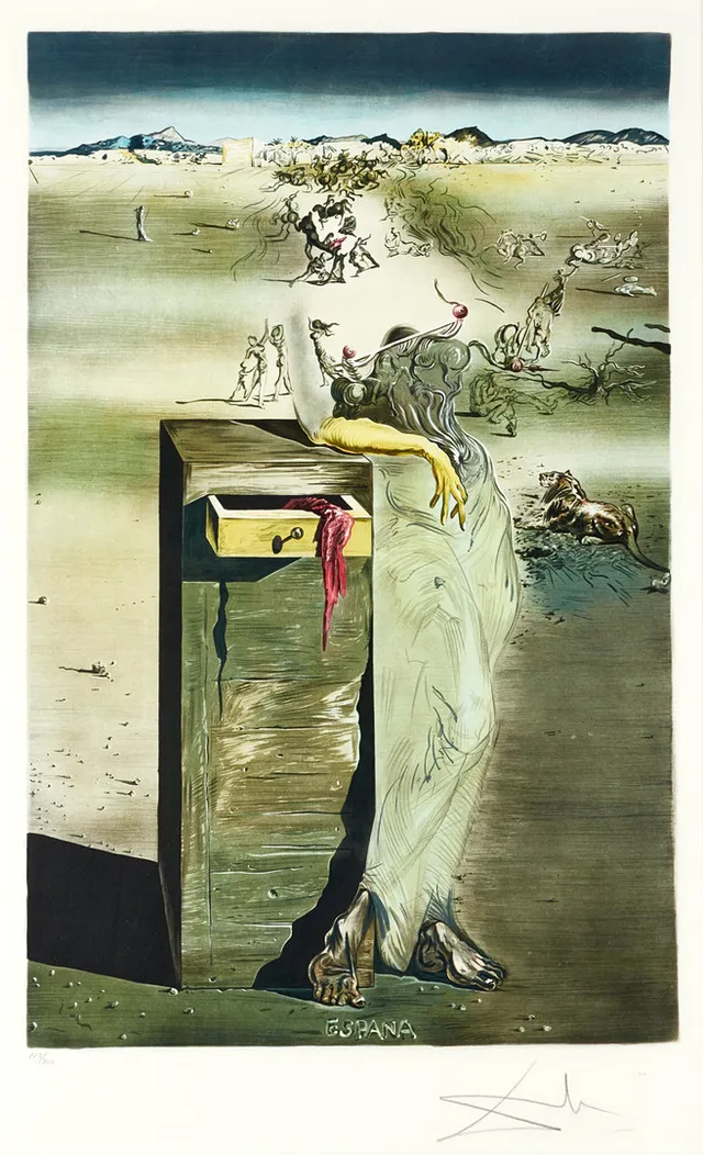 SALVADOR DALI, efter, "ESPANA", bär numrering och signering, litografi.