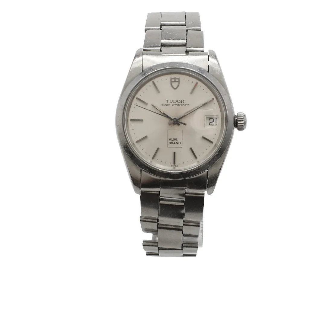 Prince Oysterdate of steel, ref. 74000. Mechanical movement with automatic winding and date. Rolex bracelet of steel with folding clasp. Circumference app. 18 cm. Ø 34 mm. 1980s. — Clocks & watches/Wristwatches — Bruun Rasmussen