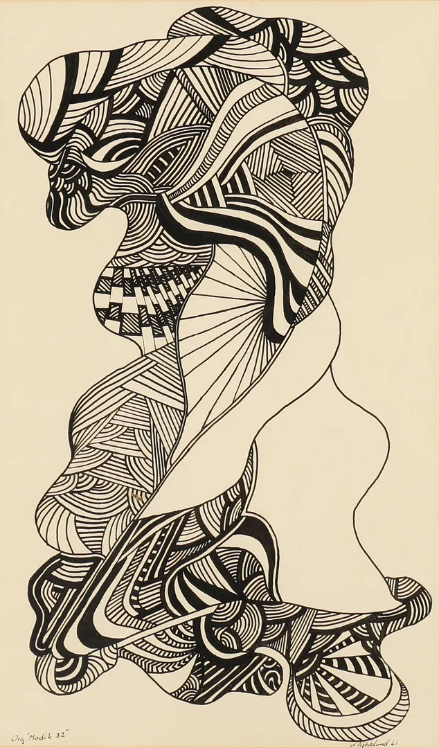 NILS BJÖRKLUND (1912-2005). Abstrakt motiv 'Modik 32', tusch på papir, signeret og dateret 1961.