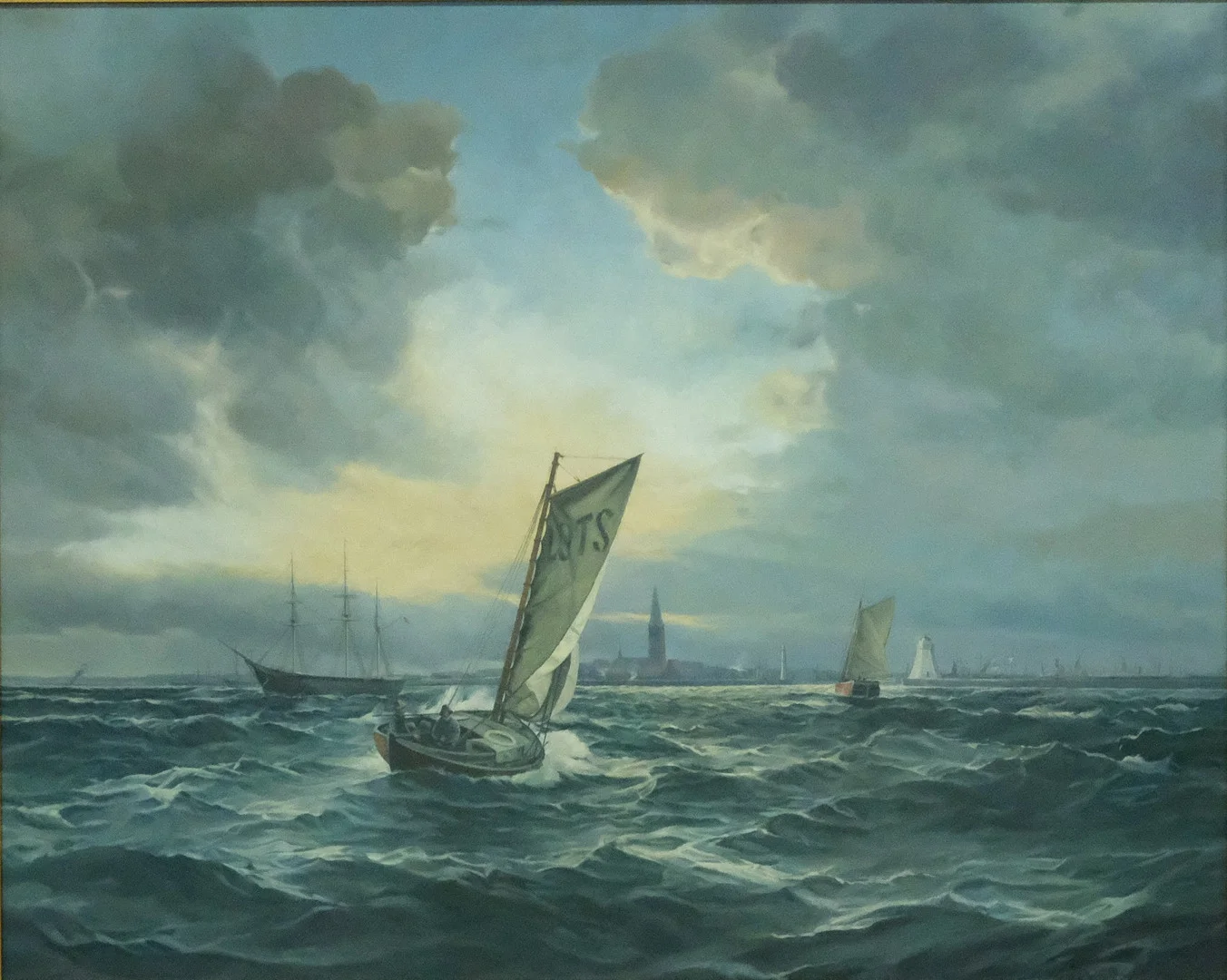 MAGNUS KROOK. OLJA PÅ DUK. MARINMÅLNING EFTER VILHELM BILLE. — Paintings — Björnssons Auktionskammare