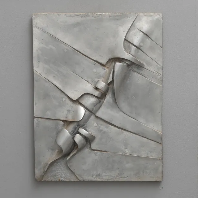 ROBERT LIENHARD. PLASTISK VÄGGSKULPTUR, ALUMINIUM, SANNOLIKT 1960-TALET.