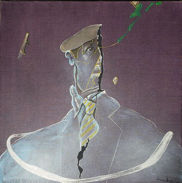 EDUARD ARRANZ BRAVO. ÓLEO LIENZO, "GRITO" SUITE PAMPLONA FET A MARGODI, 1975. FIRMADO EN EL REVERSO.