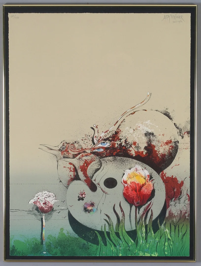 ARDY STRÜWER. Komposition, litografi, signerad och numrerad 30/150 Paris 1982. — Engravings & Prints — Stadsauktion Sundsvall