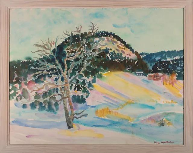 THAGE NORDHOLM. akvarell, "Vår Vinter, Nordingrå", signerad.