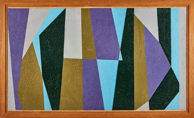 HARRY BOOSTRÖM. Komposition 5, olja på pannå, 71 x 121 cm.
