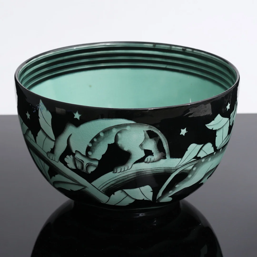 ILSE CLAESSON. Skål, flintgods, Art Deco, 1930-tal. — European — Auktionshuset Thelin & Johansson