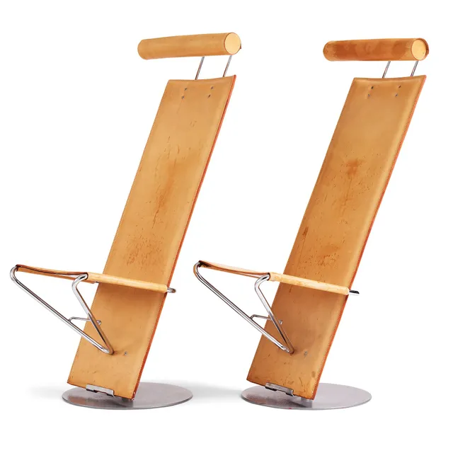 Börge Lindau, & Bo Lindercrantz, stolar ett par, "Plankan", Lammhults Möbel AB, 1980-tal.