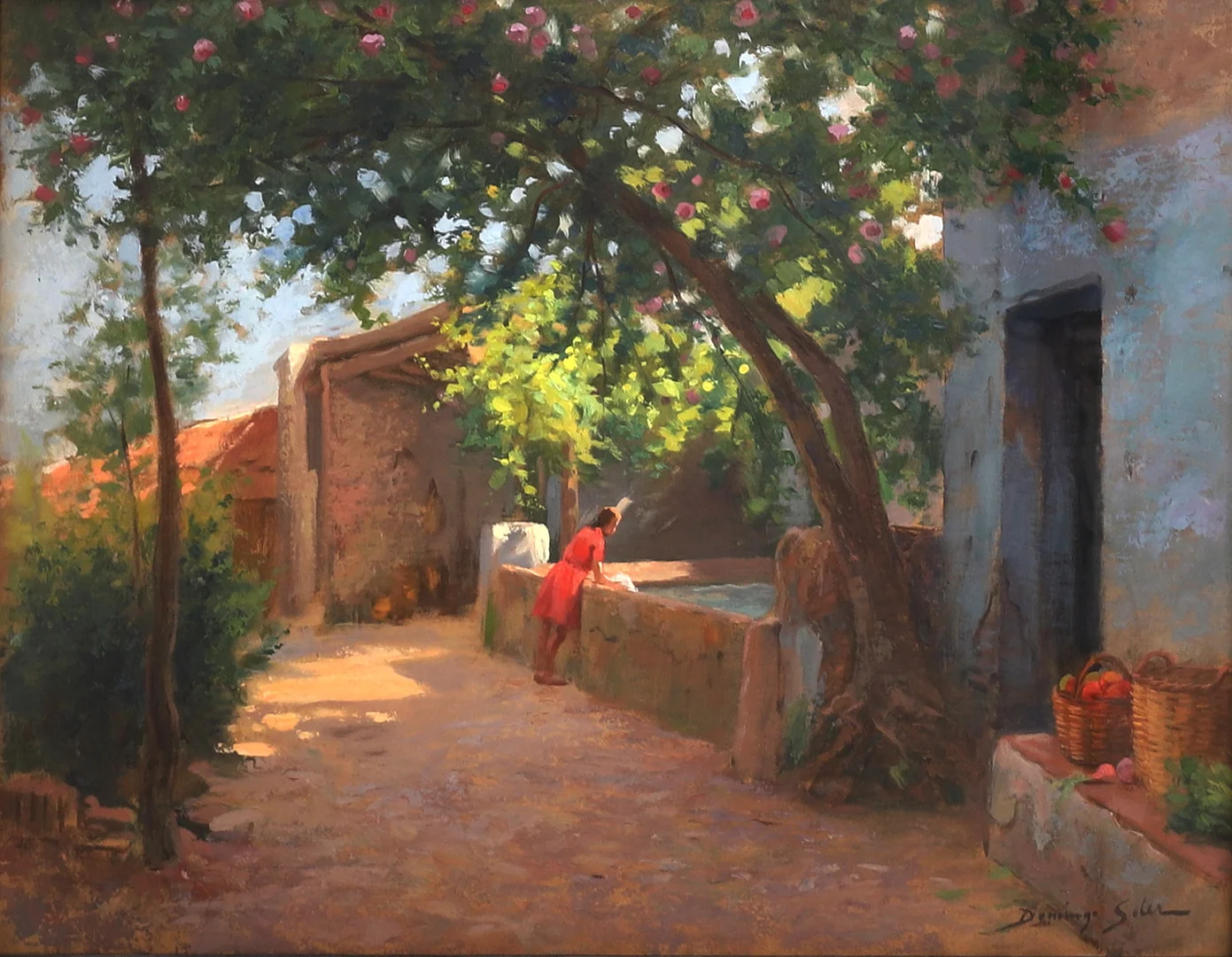 DOMINGO SOLER GILI (1871-1951). Patio rural, óleo sobre lienzo, firmado Domingo Soler. — Paintings — Barcelona Auctions
