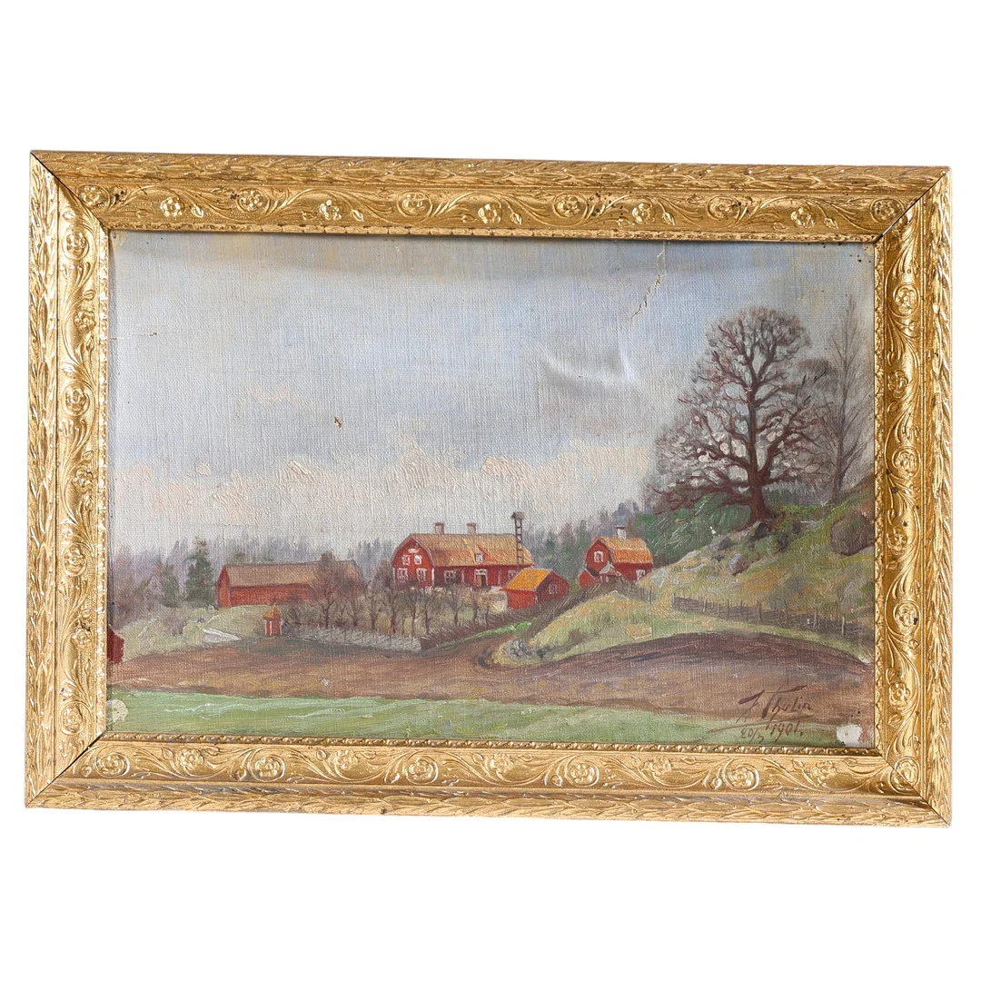 JÖNS THULIN. Olja på duk, landskapsscen, signerad samt daterad 1901. — Paintings — Gomér & Andersson Nyköping