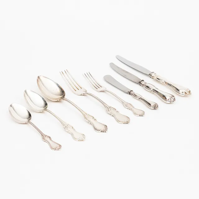 BESTICKSERVIS, 77 delar, silver, Olga, GAB samt CG Hallberg, 1900-tal.