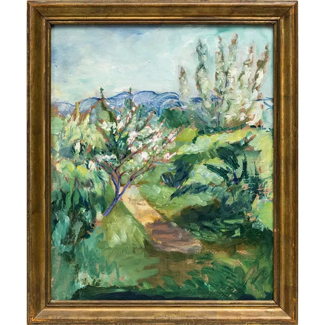 CARL RYD (Sverige, 1883-1958). Blommande äppelträd, Henån, olja på pannå, signerad och daterad 17.