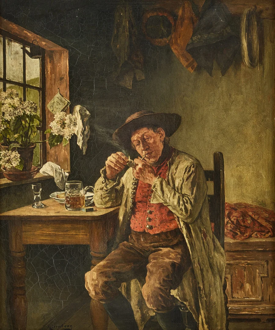 AUGUST JERNBERG. Piprökande man. — Paintings — Stockholms Auktionsverk Fine Art