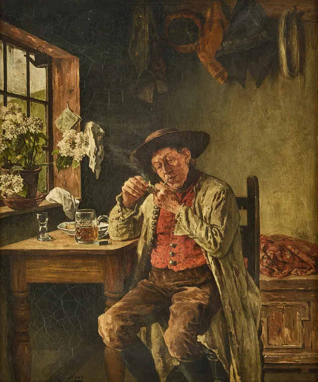 AUGUST JERNBERG. Piprökande man.