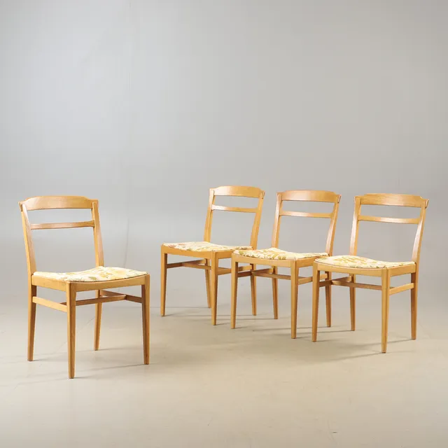 ERIK WÖRTZ. Stolar, 4 stycken, "Petra, Diné", ek, IKEA, 1900-talets mitt.