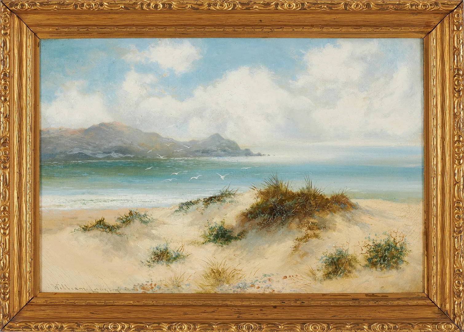 WILLIAM LANGLEY. Strandmotiv, olja på duk, signerad William Langley. — Paintings — Stockholms Auktionsverk Sickla