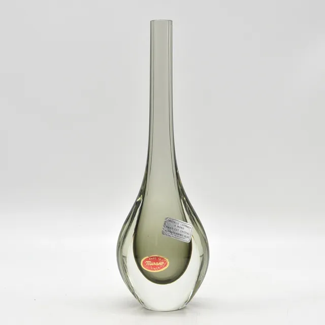 MURANO DESIGNERVASE, KRISTALLGLAS, SOMMERSO, ITALIEN, UM 1960, MIT ZWEI ETIKETTEN.