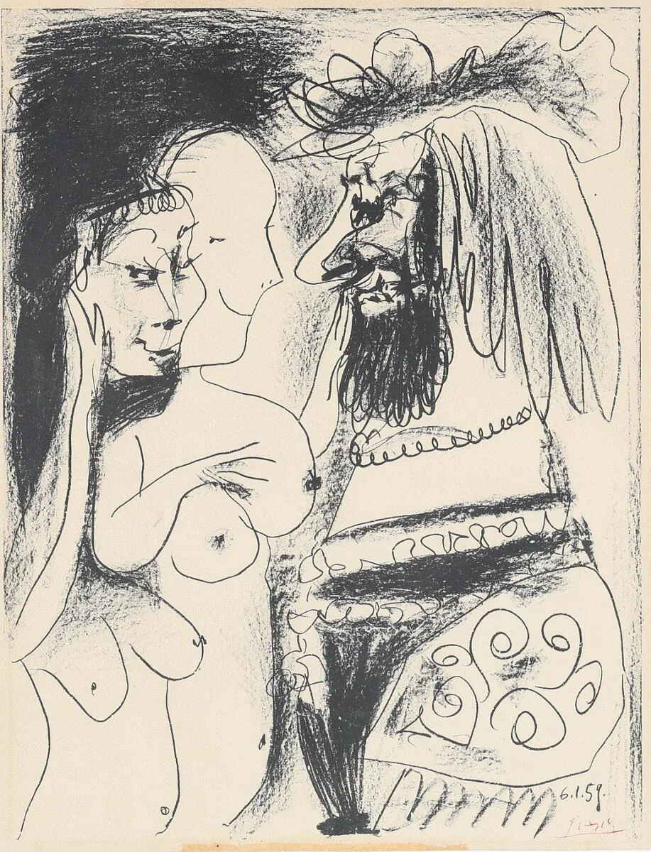 “Le vieux roi”, 1959 (6–1–59). Signed in the print Picasso in red. Ed. 1000 copies. Lithograph. Sheet size 66.5 × 51 cm. — Modern Prints/Modern art — Bruun Rasmussen