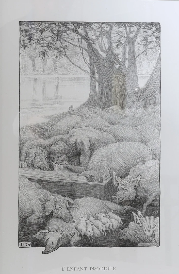 TYRA KLEEN. "Lénfant prodigue", litografi, monogramsignerad i trycket. — Engravings & Prints — Gomér & Andersson Nyköping