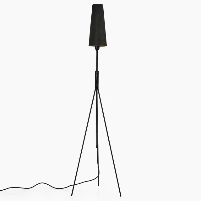 EJE AHLGREN. Golvlampa, Luco AB, 1950/60-tal, svartlackerad metall.