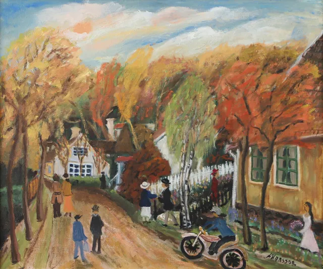 ALMA HANSSON. "Höstmotiv Arild", olja på duk, signerad A. Hansson.