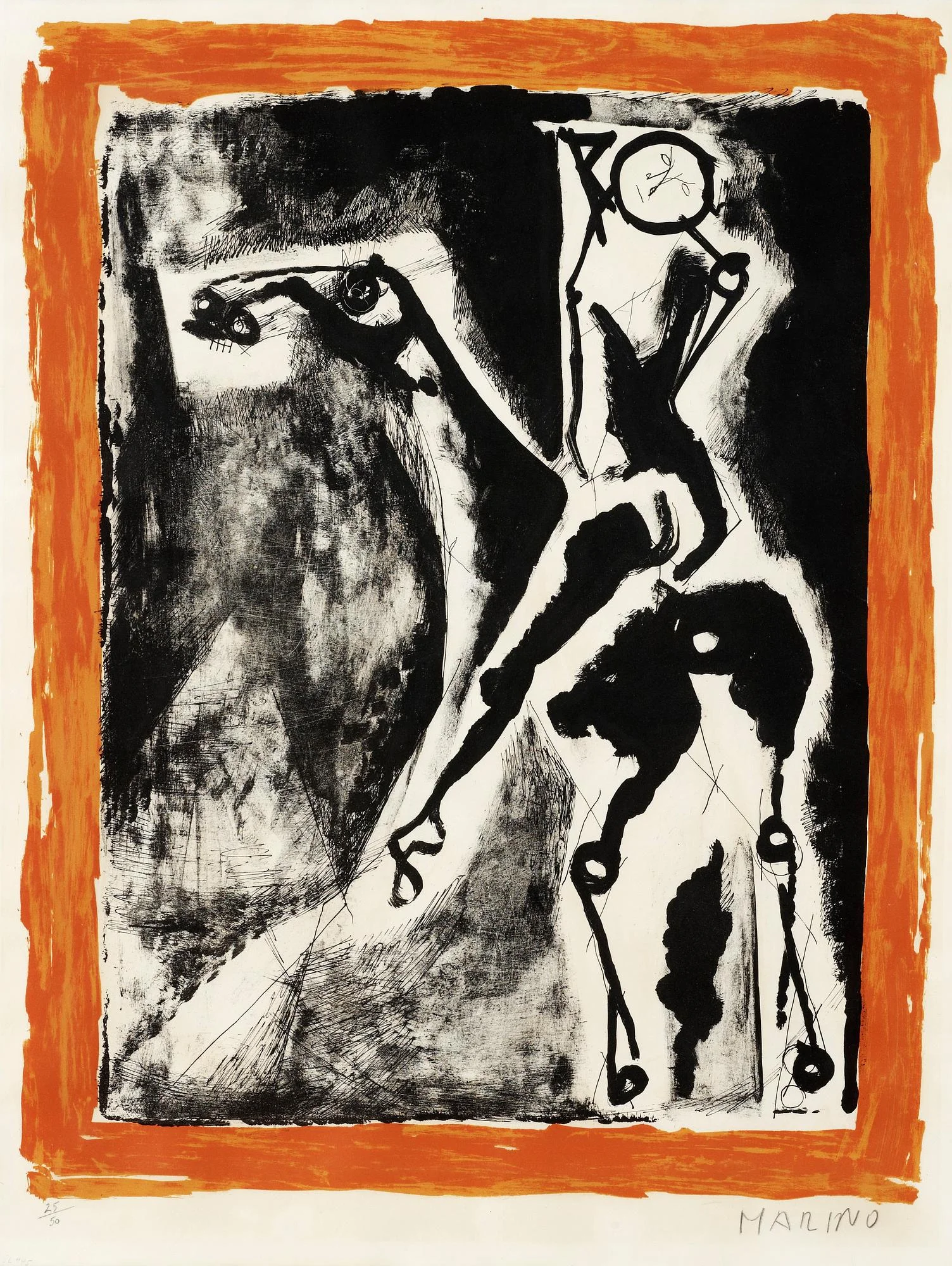 Marino Marini, "Acrobata" (bordure orange). — Bukowskis