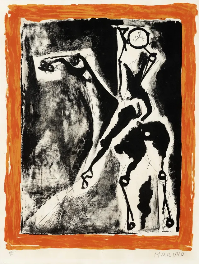 Marino Marini, "Acrobata" (bordure orange).