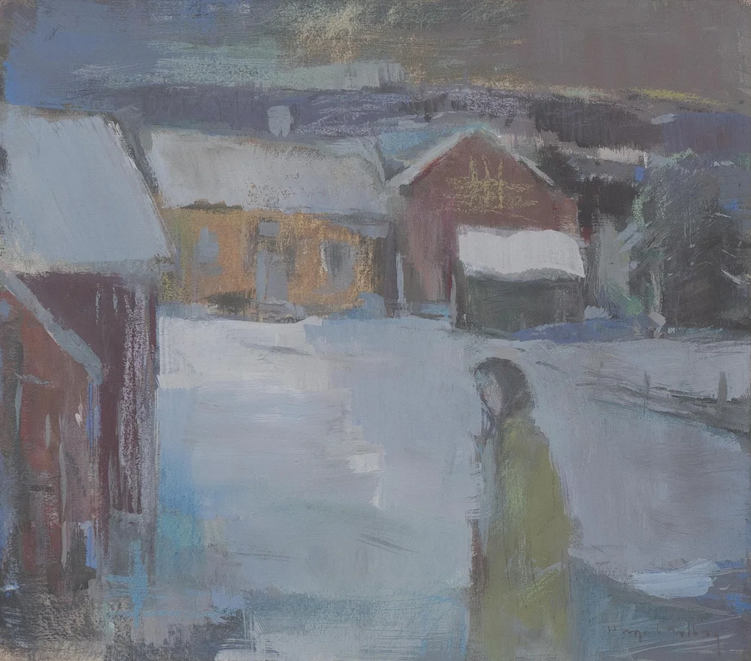 HUGO CARLBERG. "Småländsk lantgård", gouache, signerad. — Paintings — Garpenhus Auktioner