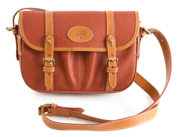 VÄSKA, MULBERRY, rostfärgad scotchgrain, naturfärgat läder, 21x16x5 cm, reglerbar axelrem, dustbag.