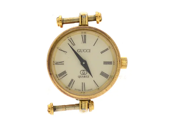 GUCCI, damur, 21,5 mm, doublé, quartz (går ej), mineralglas, skadad urtavla, ca 1995.