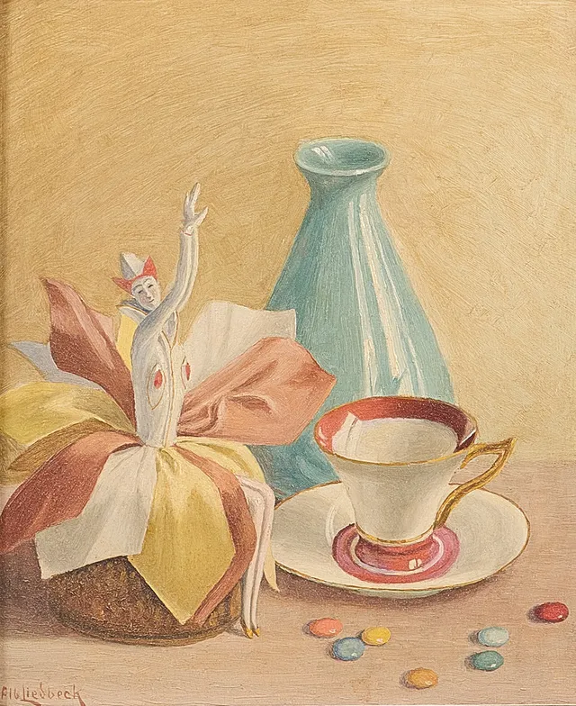 ALBERT LIEDBECK. Oljemålning, Stilleben, signerad.