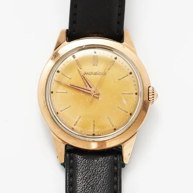 MOVADO, armbandsur, guld på stål, 1950-tal.