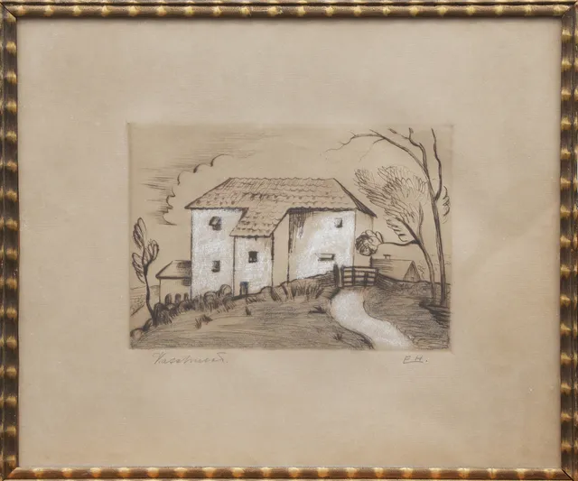 GRAFISKT BLAD, förhöjd med täckvitt, signerat.