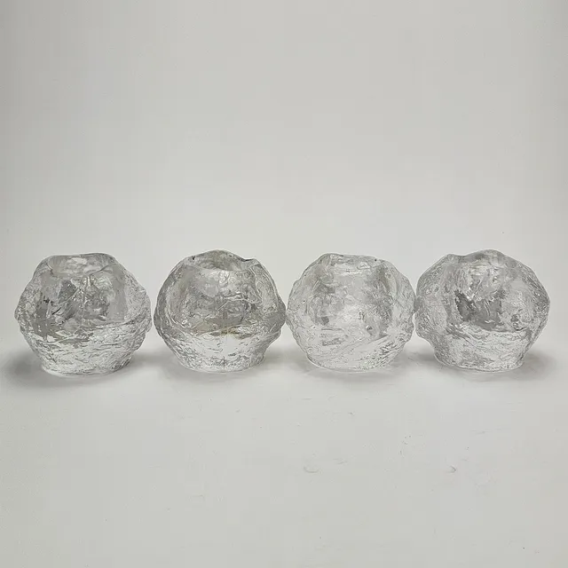 ANN WÄRFF. Ljuslyktor, 4 st, glas, "Snowball", Kosta Boda.