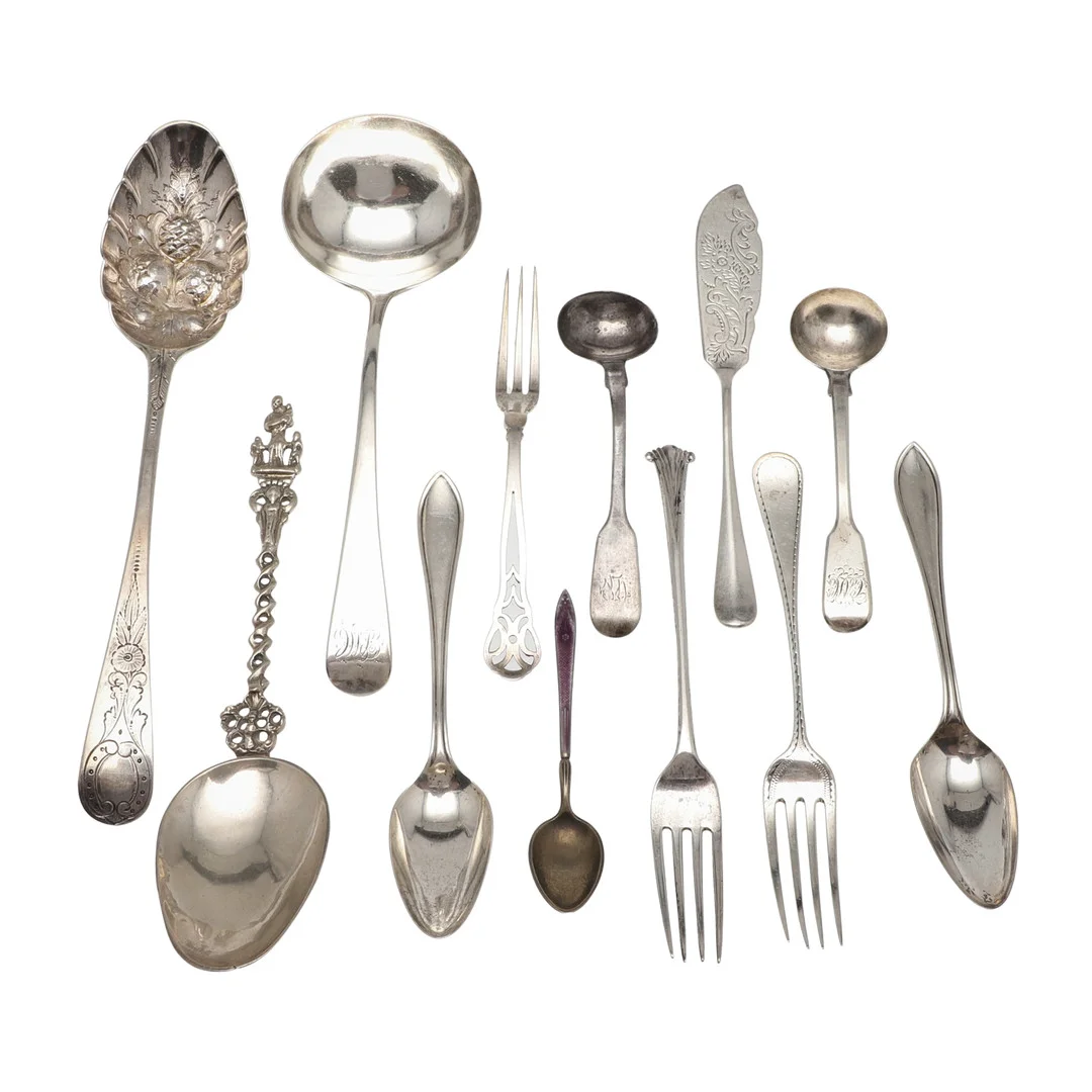 MIXED SILVER FLATWARE. — Silver — Lawrences Auctioneers